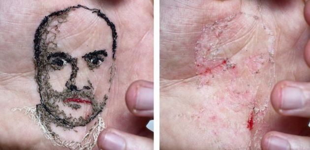 David Cata Creates Cringe-Worthy Portraits by Sewing the Palms of His Hand