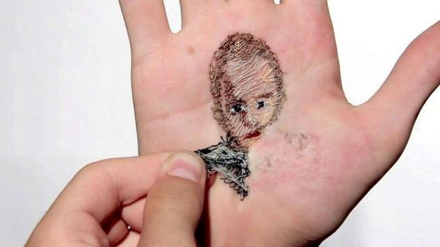 David Cata Creates Cringe-Worthy Portraits by Sewing the Palms of His Hand