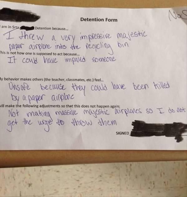 Funniest Detention Notes