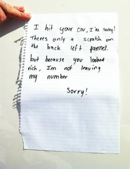 Funny windshield notes