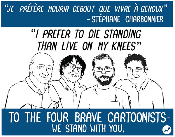 These cartoons are poignant tributes to victims of the Charlie Hebdo attack