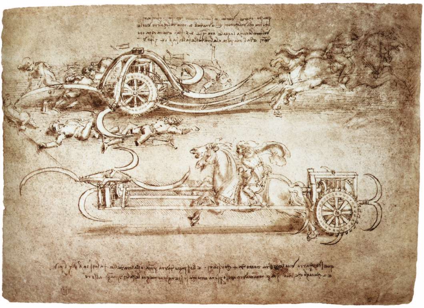 I was looking through some sketches by Leonardo da Vinci and found this glorious killing machine.