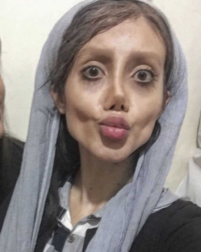 Girl from Iran turned in to a monster while making Angelina Jolie out of herself