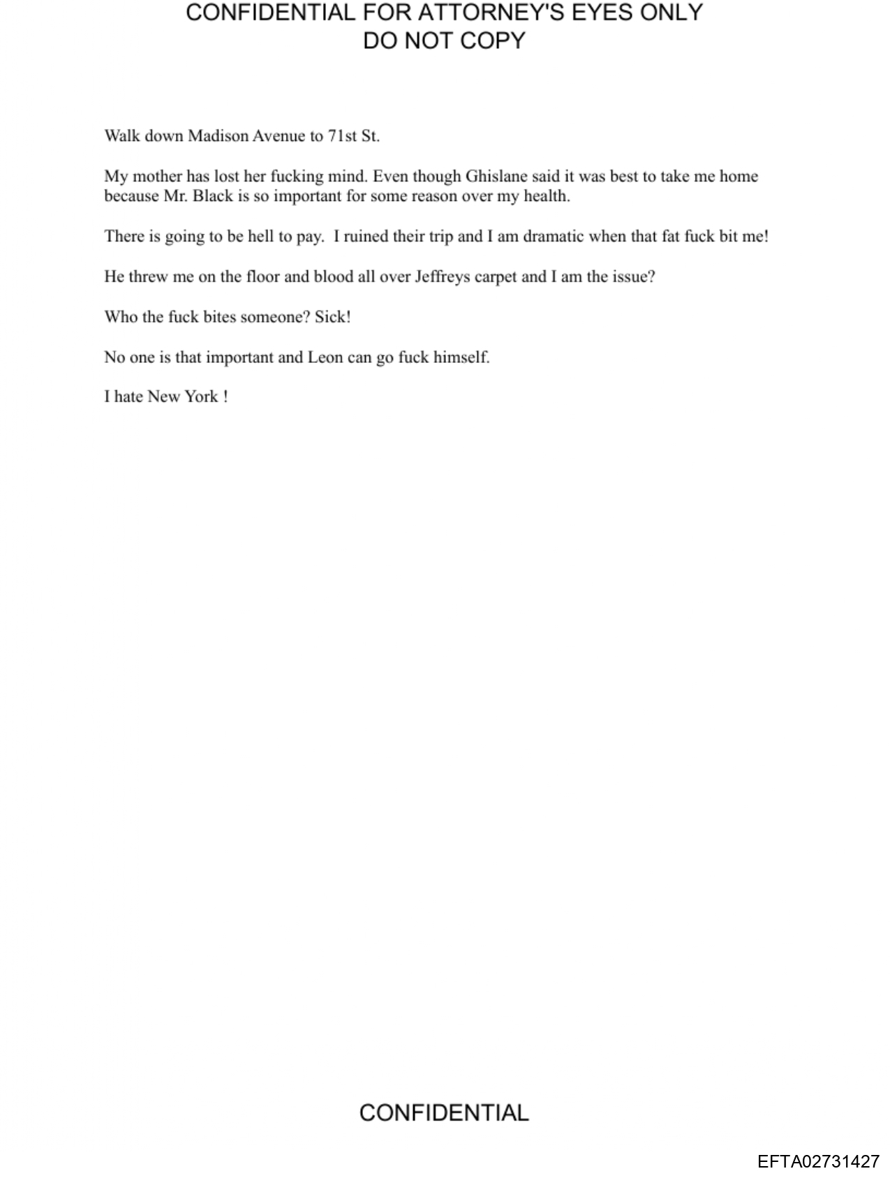 Epstein Files: Diary