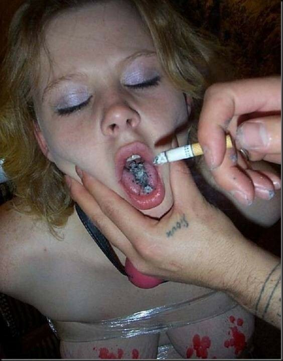 cigarette ash in her mouth