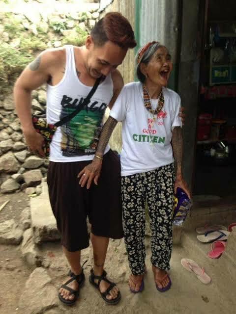 old woman touches men's penises