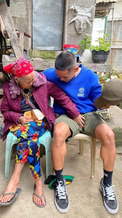 old woman touches men's penises