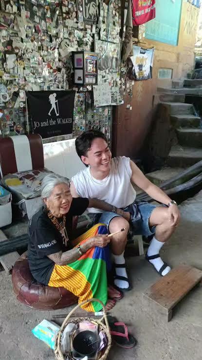 old woman touches men's penises