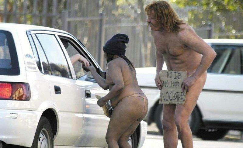 naked beggars asking for alms