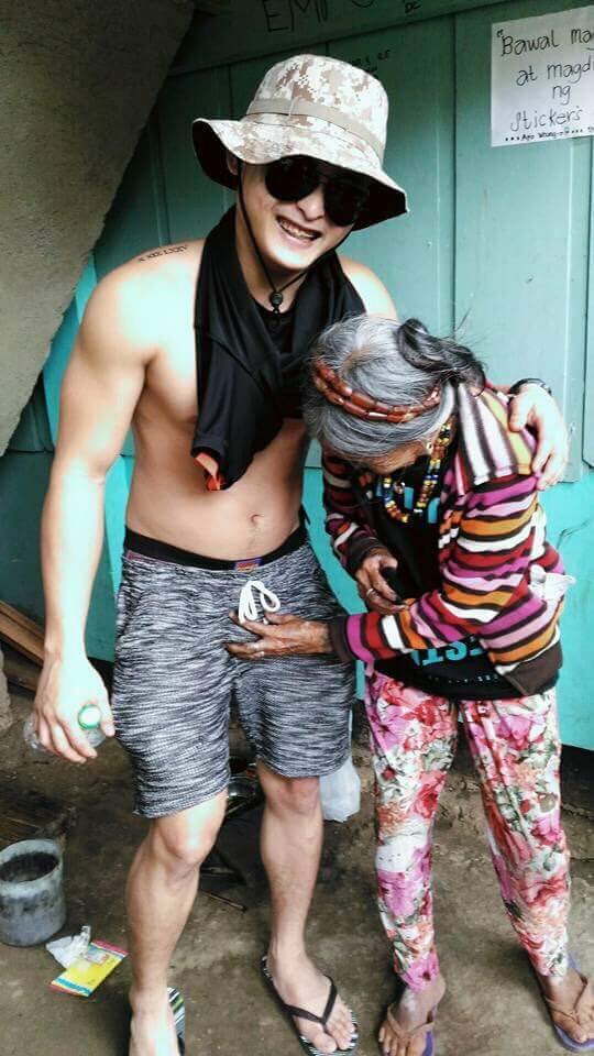 old woman touches men's penises