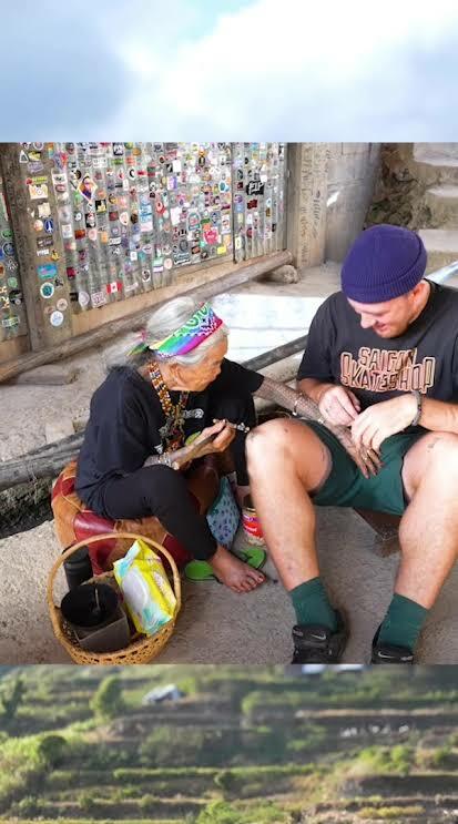 old woman touches men's penises