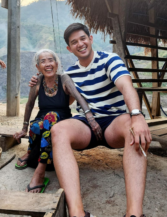 old woman touches men's penises