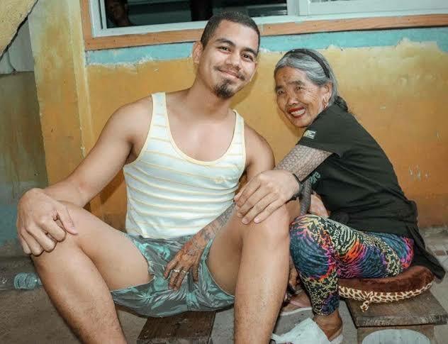 old woman touches men's penises