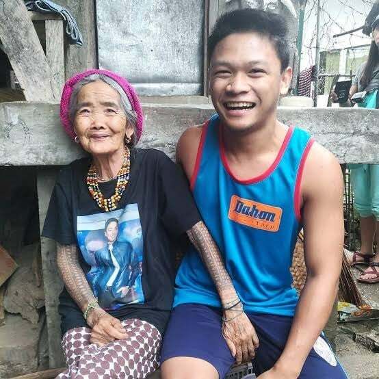 old woman touches men's penises