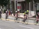 A Car (female driver) Finds Its Way Into A Bicycle Race With Obvious Results