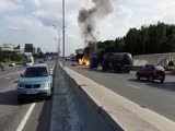 Propane Tanks Exploding on Highway