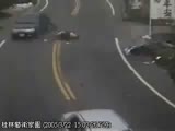 Scooter Rider Falls Into Oncoming Traffic