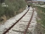 Hit by a huge train!