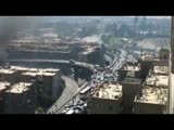 Egyptian army APC falling off a bridge in Cairo