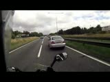 Man on motorbike can't break in time