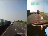 POV Truck runs car off motorway