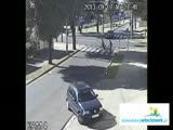 Cyclist gets taken out crossing the road