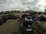 POV Biker swept away in flood