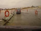 Asshole truck driver on flooded bridge
