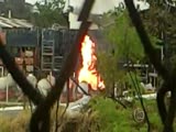 Man shooting time of the explosion in gas tank