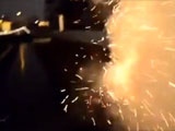 Moron takes firework in the face