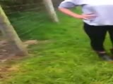 Sticking her bare ass to an electric fence goes from bad to worse.