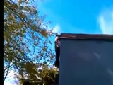 Crackhead is doing a back flip from a 2 story building.