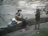 Bulgarian couple doing it on a bridge while friend's watching...