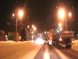 Russian man knocks himself out crossing the road.