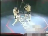 Fighter snaps his leg like a chopstick.