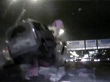 Van Goes Airborne After Crashing Into A Concrete Barrier