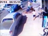 Pick-up Truck Slams Into A Pedestrian And A Cyclist