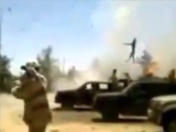 Libyan Soldier Goes Airborne When His AA Gun Explodes