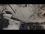 Man is set on fire and jumps from a building into the snow - GoPro cam view from the jumper..