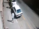 Attempted thief literally gets his ass kicked.