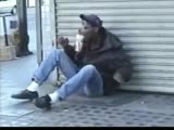 Sad video of a homeless man with a deformed face.