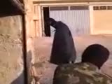 Syrian opposition pinned down by a Sniper decide to taunt him