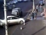 Two woman are catapulted by an out of control car.