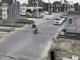 Biker Taken Out By Train When He Jumps The Red Warning Lights