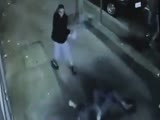 Douche Bag Kicks Girl In The Face!