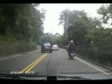 Overtaking Car Takes Out A Biker