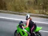 Chubby Girl On A Motorcycle Takes Off Like A Rocket