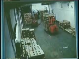 A rocket hits a factory killing a slow fleeing worker