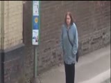 Woman Getting Her Groove On At The Bus Stop!