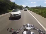 Car Clips Motorcycle Head On - How Lucky Was That Biker